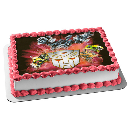 Transformers Autobots Optimus Prime Bumblebee Brawn and Blaster Edible Cake Topper Image ABPID06512