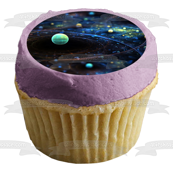 Imagen comestible para decoración de tarta con planetas del espacio exterior, galaxia, ABPID04725 