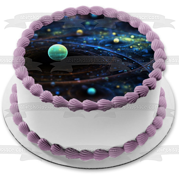 Imagen comestible para decoración de tarta con planetas del espacio exterior, galaxia, ABPID04725 