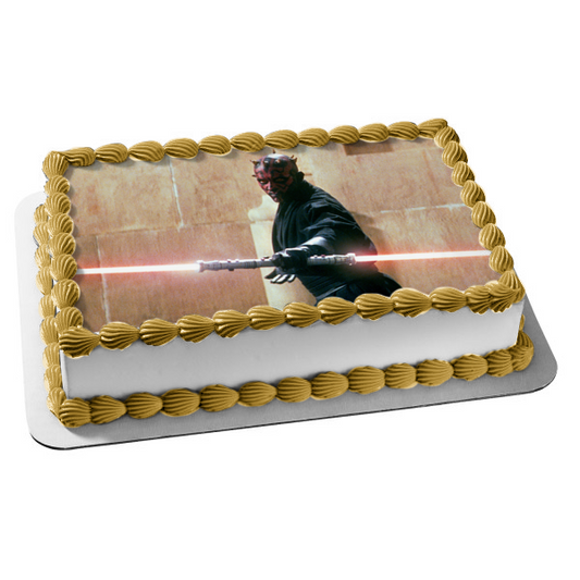 Star Wars Solo Darth Maul with a Double Lightsaber Edible Cake Topper Image ABPID06538