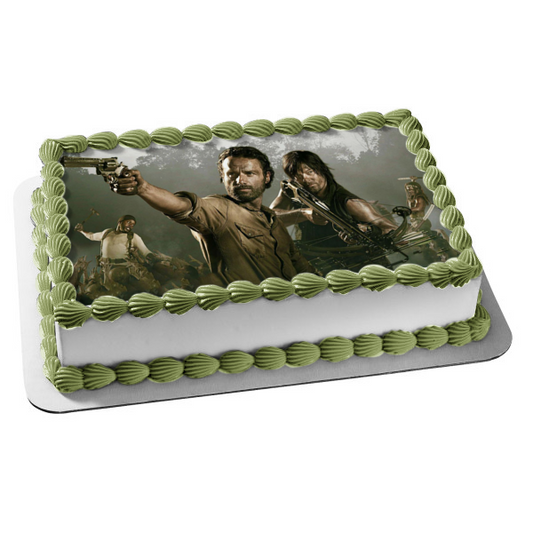 The Walking Dead Rick Grimes Daryl Dixon Michonne and Andrew Edible Cake Topper Image ABPID04758