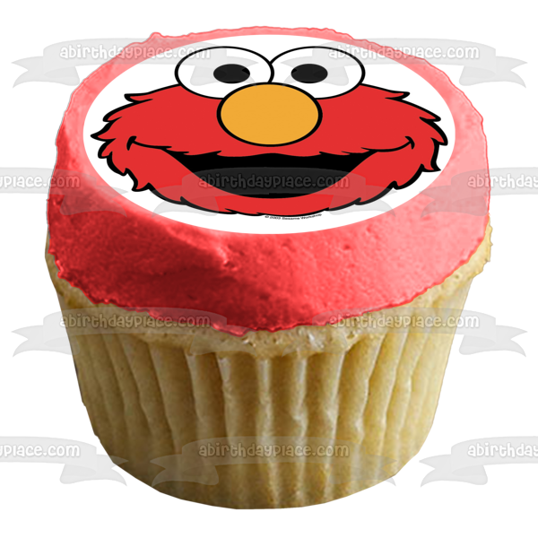 Adorno comestible para tarta con cara de Elmo de Barrio Sésamo, imagen ABPID53712 