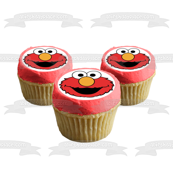 Adorno comestible para tarta con cara de Elmo de Barrio Sésamo, imagen ABPID53712 