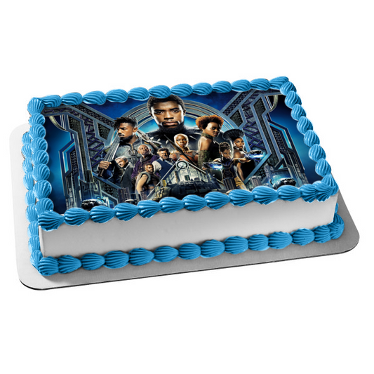 Black Panther T'Challa  Wakanda Eric Killmonger Okoye and Shuri Edible Cake Topper Image ABPID06576