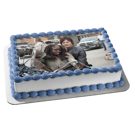 The Walking Dead Season 3 Darryl and Michonne Edible Cake Topper Image ABPID06592