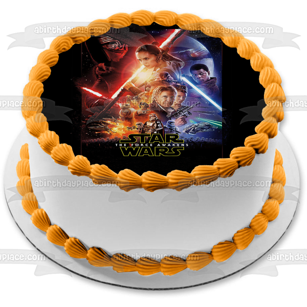 Star Wars the Force Awakens Movie Poster Edible Cake Topper Image ABPID04857