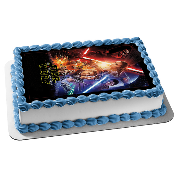 Star Wars the Force Awakens Movie Poster Edible Cake Topper Image ABPID04857