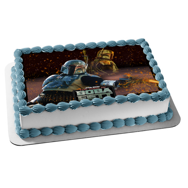 The Book of Boba Fett Star Wars Mandalorian Bounty Hunter Edible Cake Topper Image ABPID53704