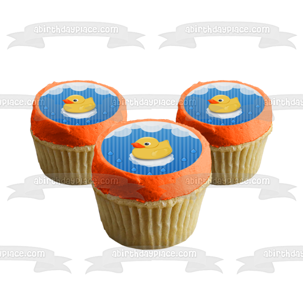 Imagen de adorno comestible para tarta con burbujas y gotas de agua de patito de goma ABPID06594 