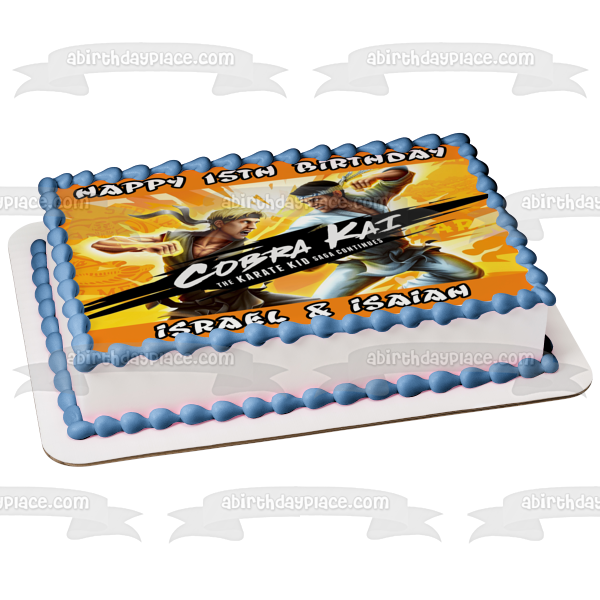 Cobra Kai The Karate Kid Saga continúa videojuego feliz cumpleaños personalizable comestible decoración para tarta imagen ABPID53709 