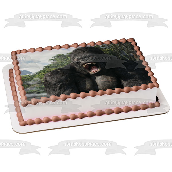 Monstruo gigante de la película King Kong con fondo de jungla Imagen comestible para decoración de tarta ABPID04875 