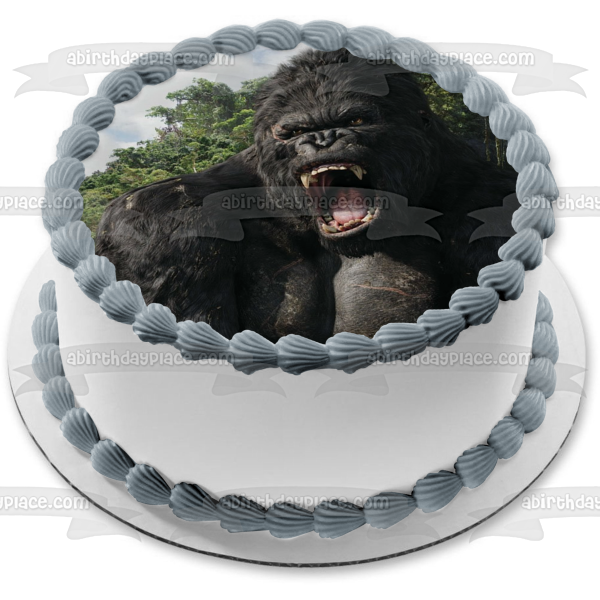 Monstruo gigante de la película King Kong con fondo de jungla Imagen comestible para decoración de tarta ABPID04875 