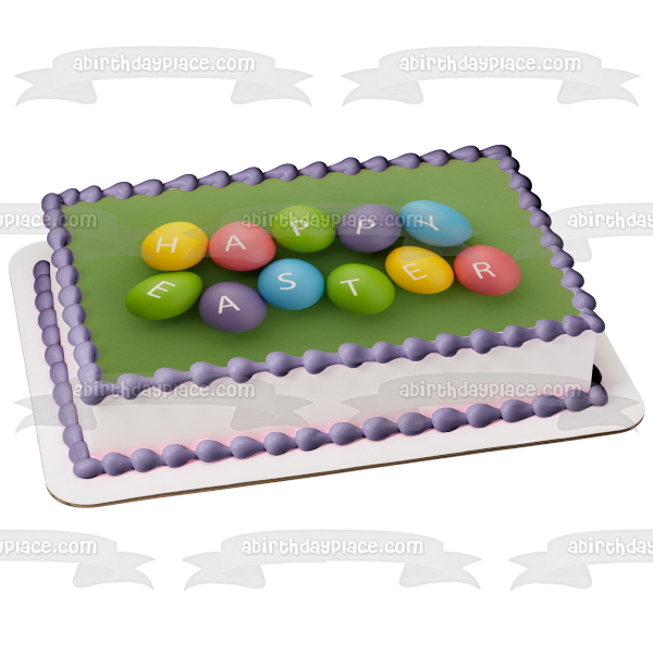 Feliz Pascua Pastel Huevos De Pascua Imagen De Adorno Comestible Para Pastel ABPID53744 