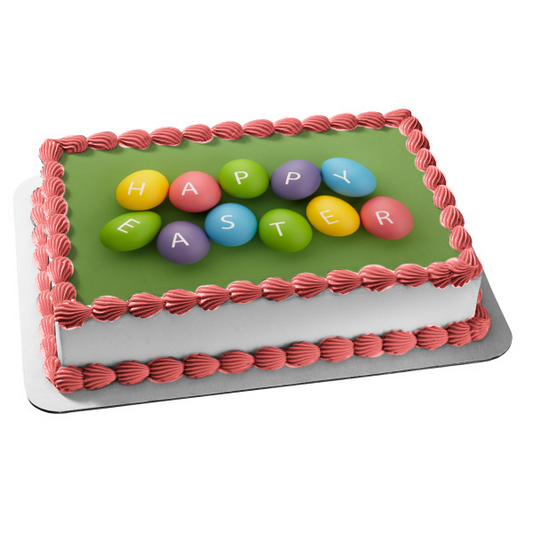 Feliz Pascua Pastel Huevos De Pascua Imagen De Adorno Comestible Para Pastel ABPID53744 