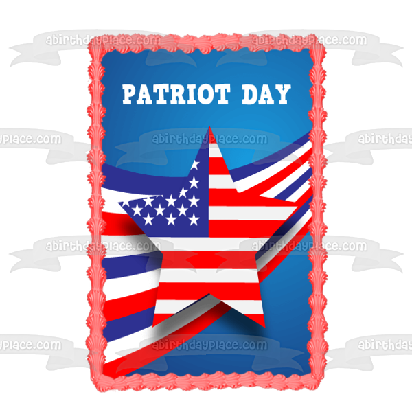 Patriot's Day American Flag Edible Cake Topper Image ABPID53756