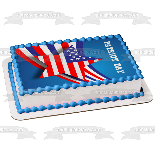 Patriot's Day American Flag Edible Cake Topper Image ABPID53756