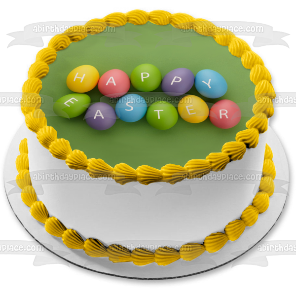 Feliz Pascua Pastel Huevos De Pascua Imagen De Adorno Comestible Para Pastel ABPID53744 