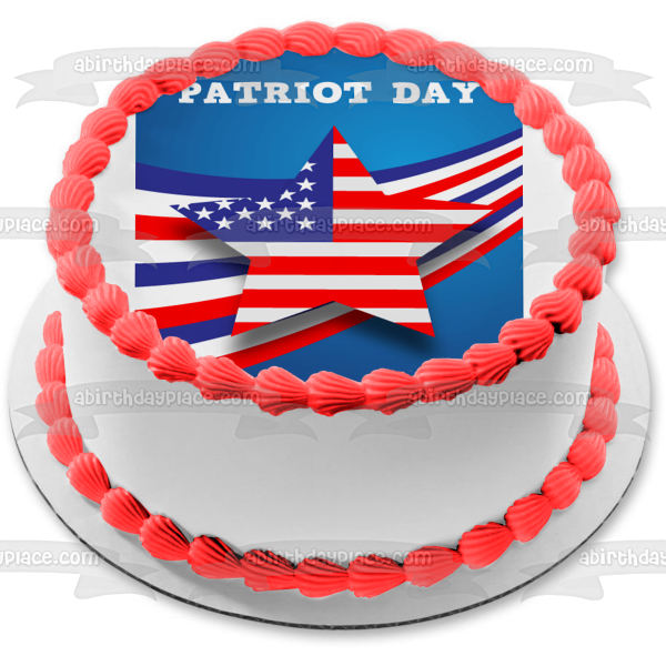 Patriot's Day American Flag Edible Cake Topper Image ABPID53756