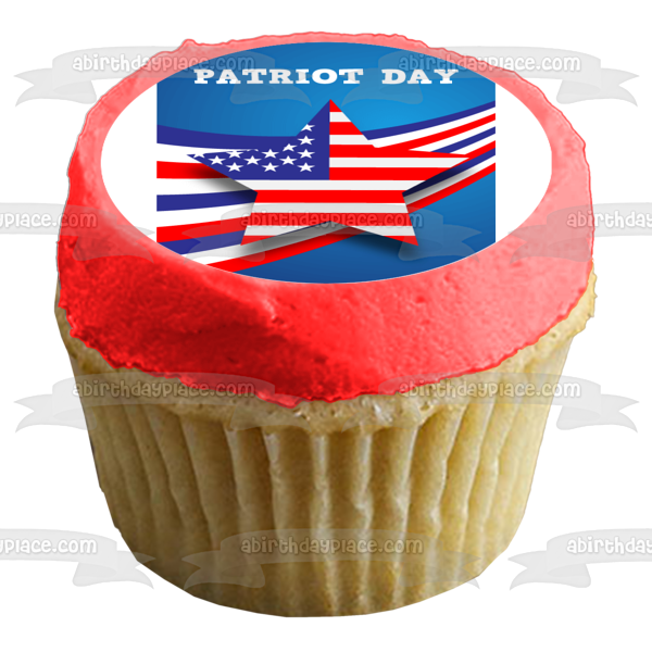 Patriot's Day American Flag Edible Cake Topper Image ABPID53756