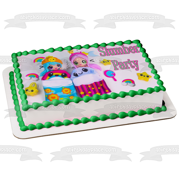 Slumber Party Sleeping Bags Stars and Rainbows Edible Cake Topper Image ABPID06633