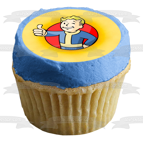 Fallout 4 Vault Boy Vault-Tech Thumbs Up Edible Cake Topper Image ABPID07006