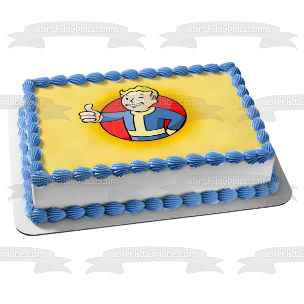 Fallout 4 Vault Boy Vault-Tech Thumbs Up Edible Cake Topper Image ABPID07006