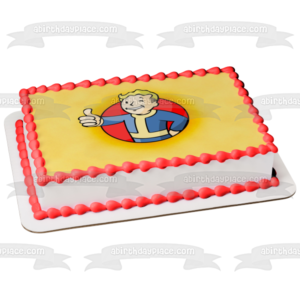 Fallout 4 Vault Boy Vault-Tech Thumbs Up Edible Cake Topper Image ABPID07006