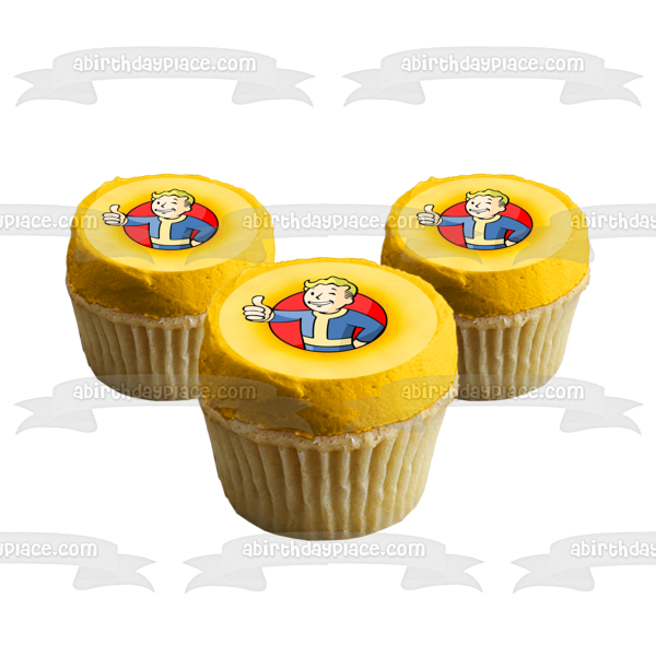 Fallout 4 Vault Boy Vault-Tech Thumbs Up Edible Cake Topper Image ABPID07006