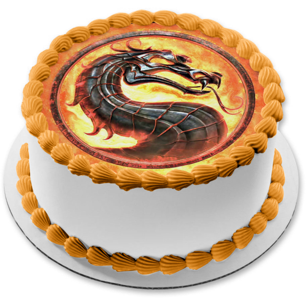 Imagen comestible para decoración de tarta con el logotipo de Mortal Kombat 2011 ABPID06637 