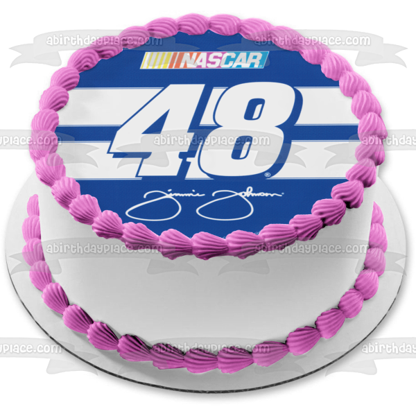 Nascar Logo Jimmie Johnson 48 Signature Edible Cake Topper Image ABPID07013