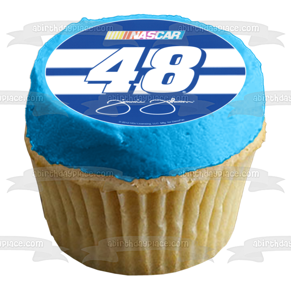 Nascar Logo Jimmie Johnson 48 Signature Edible Cake Topper Image ABPID07013