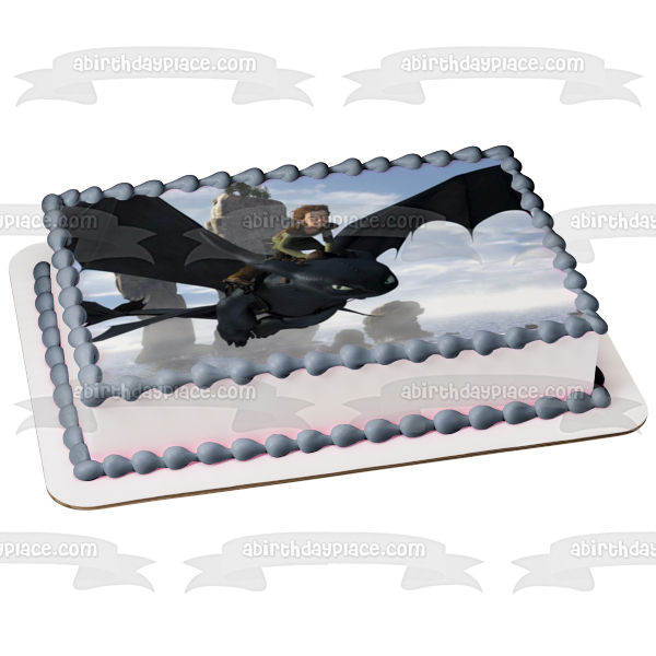 How to Train Your Dragon Toothless and Hiccup Flying Edible Cake Topper Image ABPID07038