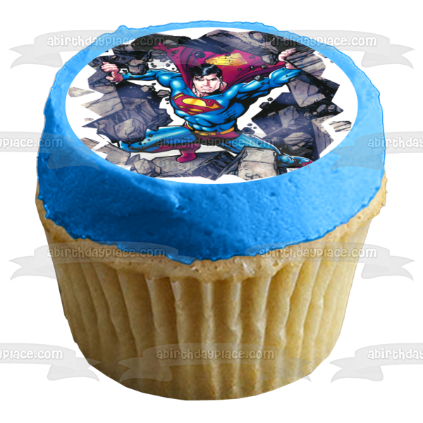 Superman Busting Through a Wall Edible Cake Topper Image ABPID06673