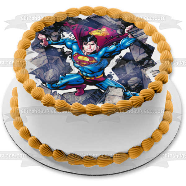 Superman Busting Through a Wall Edible Cake Topper Image ABPID06673