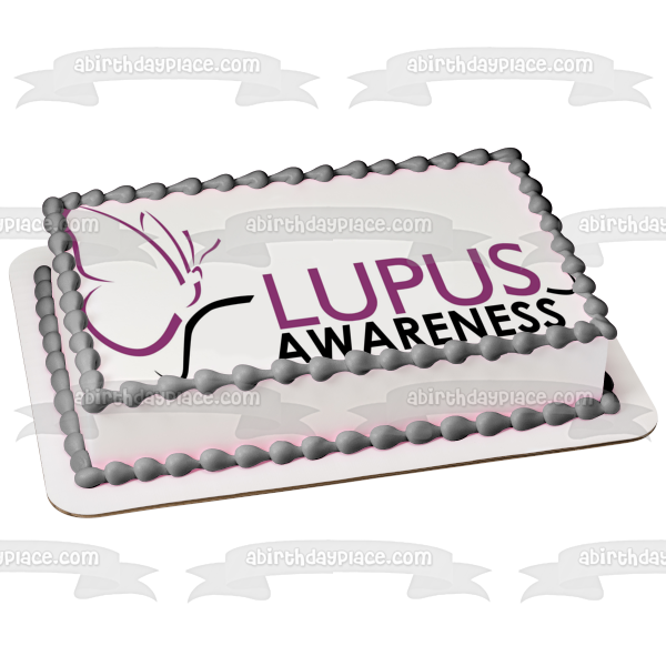 Logotipo de concientización sobre el lupus y fondo blanco Imagen de adorno comestible para pastel de lupus eritematoso sistémico ABPID07076 