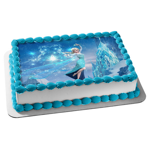 Imagen comestible para tarta con diseño de castillo de hielo de Frozen Anna ABPID07100 