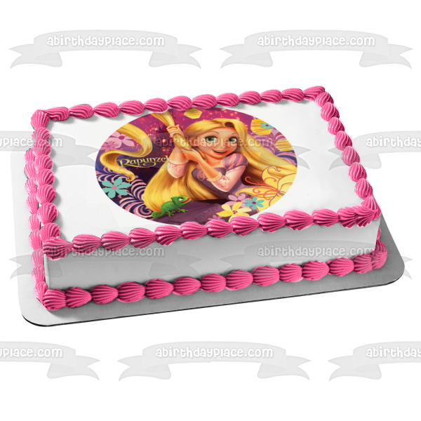 Adorno comestible para tarta de Rapunzel y Pascal enredados, imagen ABPID07102 