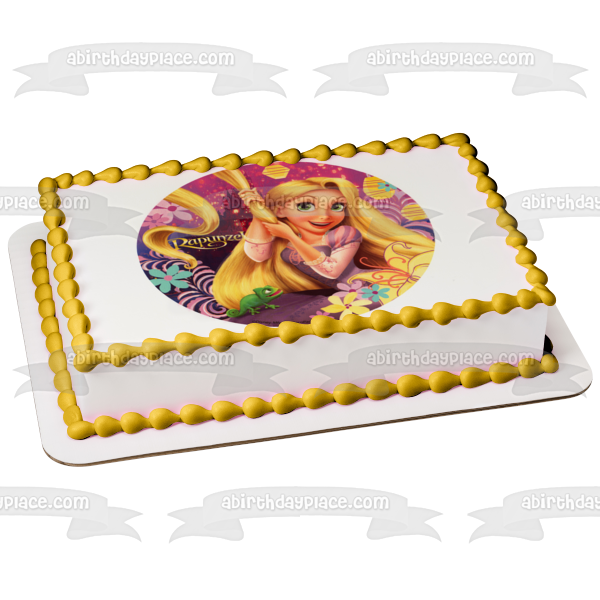 Adorno comestible para tarta de Rapunzel y Pascal enredados, imagen ABPID07102 