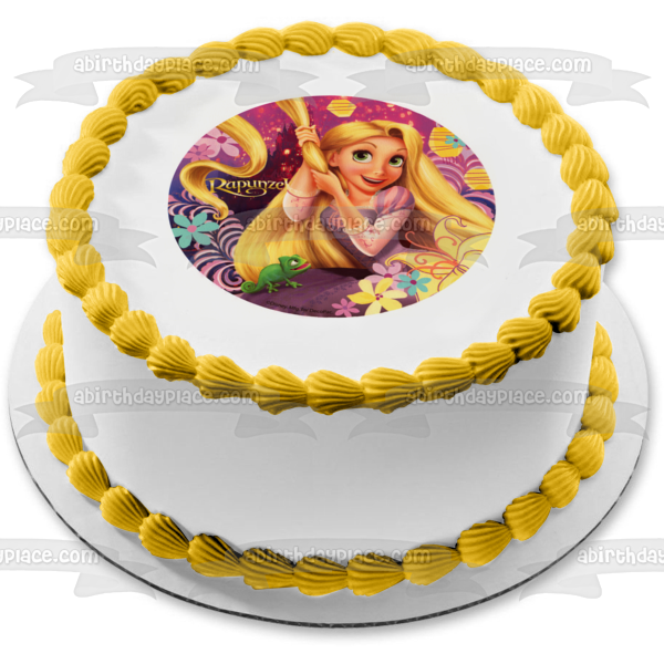 Adorno comestible para tarta de Rapunzel y Pascal enredados, imagen ABPID07102 