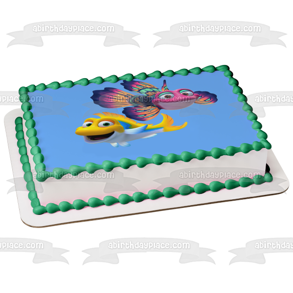 Splash and Bubbles One Big Ocean with a Blue Background Edible Cake Topper Image ABPID07111