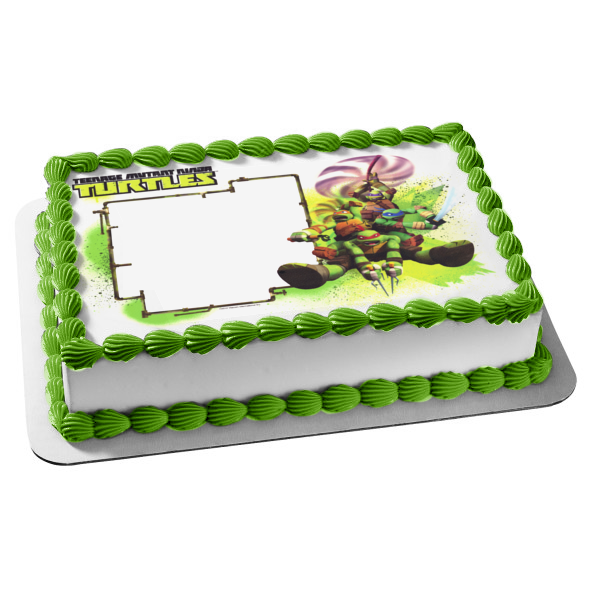 Teenage Mutant Ninja Turtles Donatello Michaelangelo Leonardo and Raphael Tmnt with Their Weapons Edible Cake Topper Image Frame ABPID06751