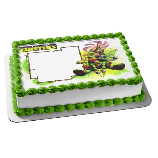 Teenage Mutant Ninja Turtles Donatello Michaelangelo Leonardo and Raphael Tmnt with Their Weapons Edible Cake Topper Image Frame ABPID06751