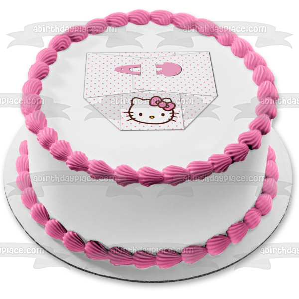 Adorno comestible para tarta con pañal de Hello Kitty, niña rosa para Baby Shower, imagen ABPID07144 