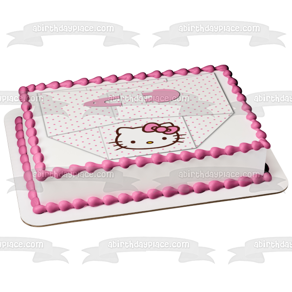 Adorno comestible para tarta con pañal de Hello Kitty, niña rosa para Baby Shower, imagen ABPID07144 