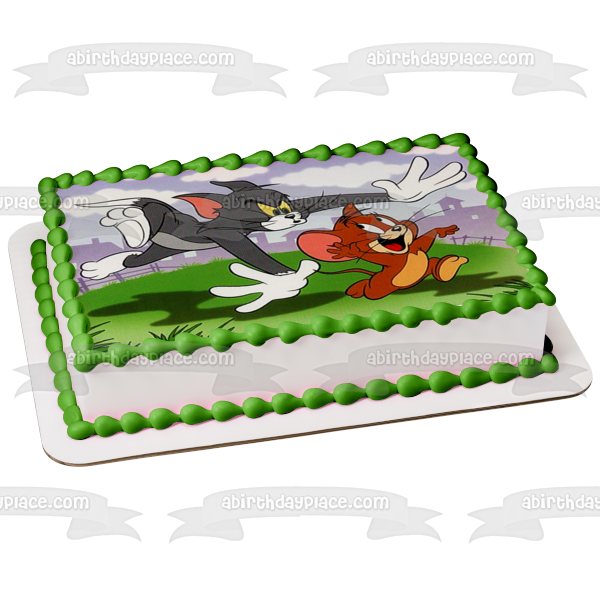 Imagen comestible para decoración de tarta Tom y Jerry persiguiendo ABPID07148 