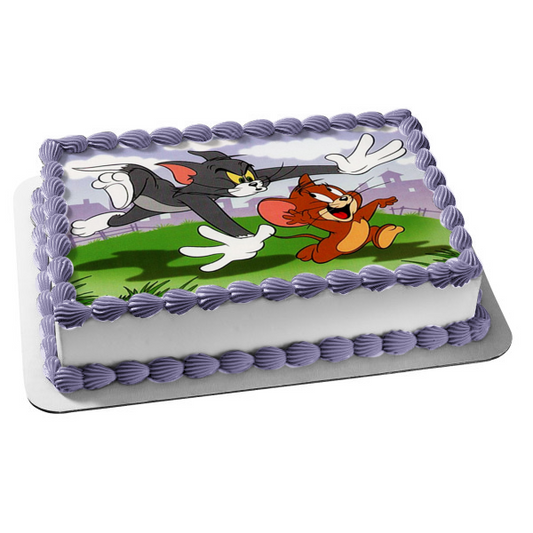 Imagen comestible para decoración de tarta Tom y Jerry persiguiendo ABPID07148 