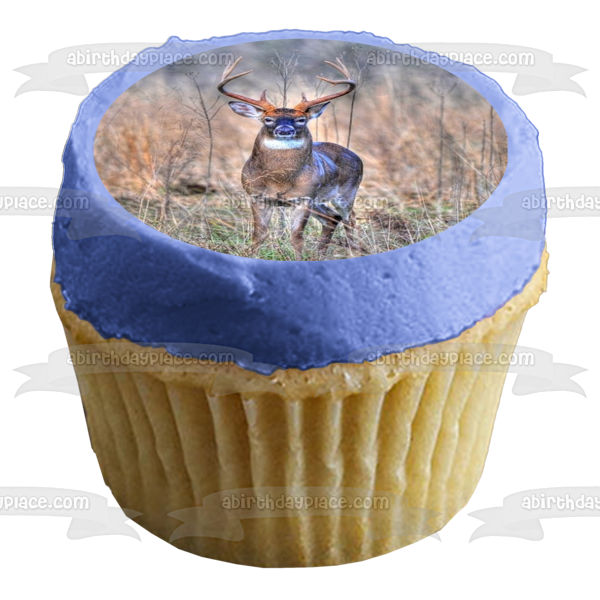 Hunting Deer In a  Brush Field Edible Cake Topper Image ABPID07162