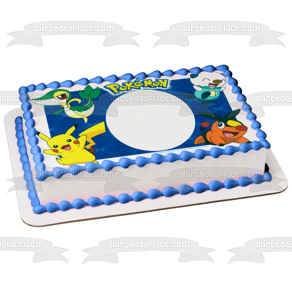 Marco de imagen comestible para decoración de tartas Pokémon Pikachu Tepig Snivy y Oshawott ABPID06769 