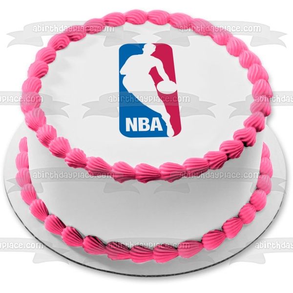 Imagen de decoración comestible para tarta con logotipo rojo, blanco y azul de la Asociación Nacional de Baloncesto de la NBA ABPID06789 