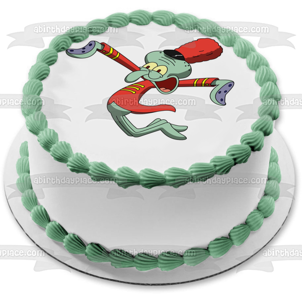 Imagen comestible para decoración de tarta de Bob Esponja, Calamardo, saltando de alegría, ABPID07205